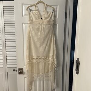 VENUS Cream High Low Halter Dress